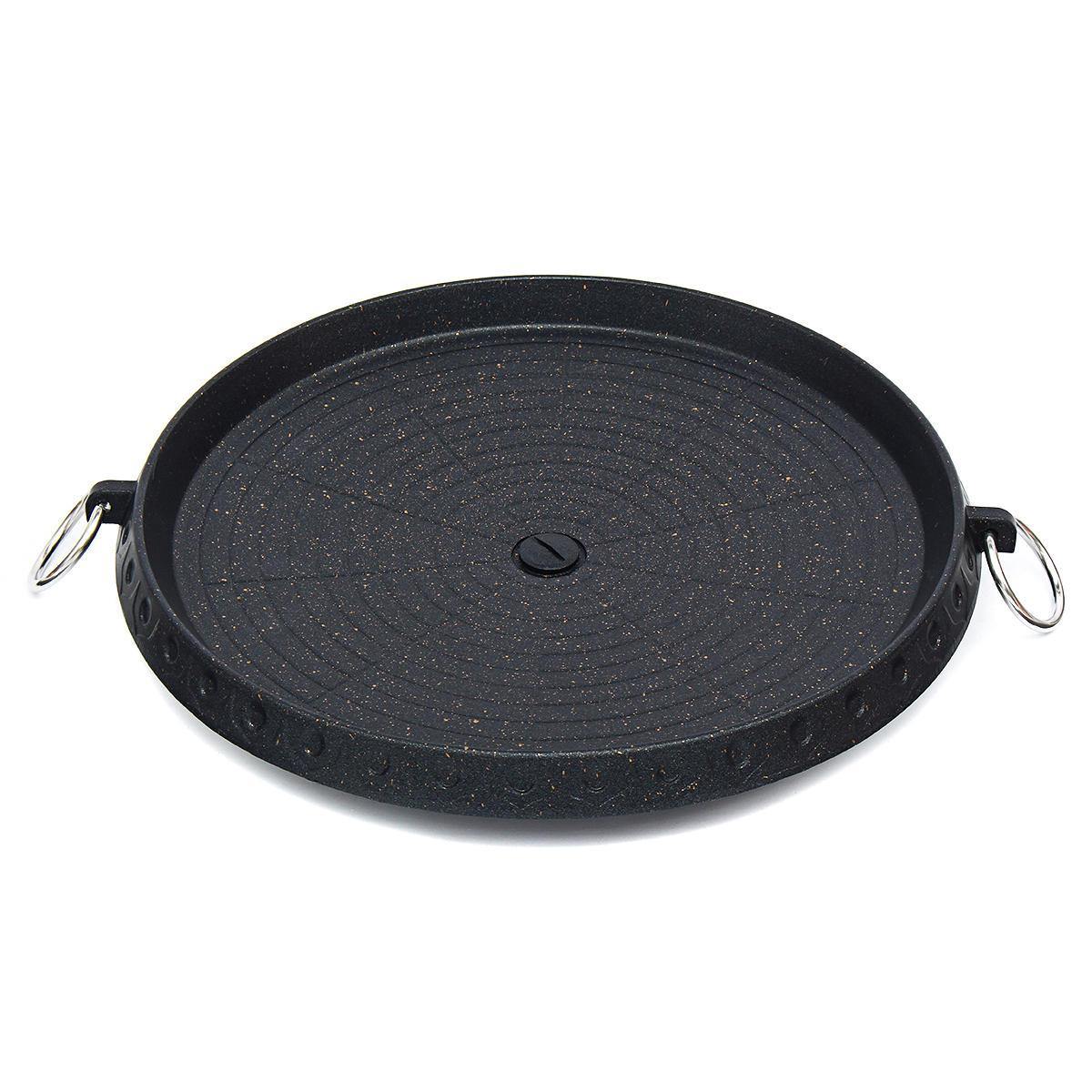 12 Inch Korean Barbecue Nonstick Plate Grill Pan Maifan Stone Round Cooker BBQ Tray