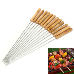 12X Edelstahl Metall Grillspieß Nadel BBQ Kebab Stick Utensil 30cm BBQ Stick Gabel 