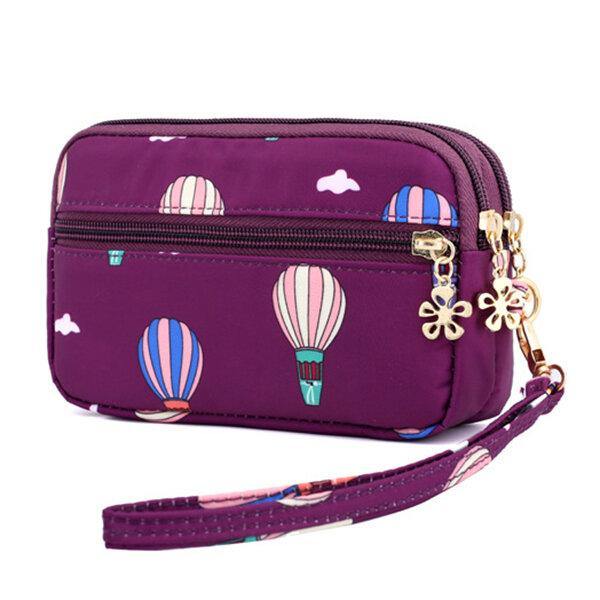 Bolso de mano con diseño de galaxia de nailon para mujer, monedero, cartera para teléfono 