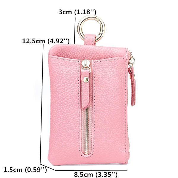 Genuine Leather Women Zipper Card Holder Girls Small Coin Bags Key Chain Bags