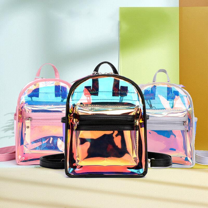 2-teilige transparente Gelee-Multi-Carry-Mini-Rucksack-Umhängetasche für Damen 