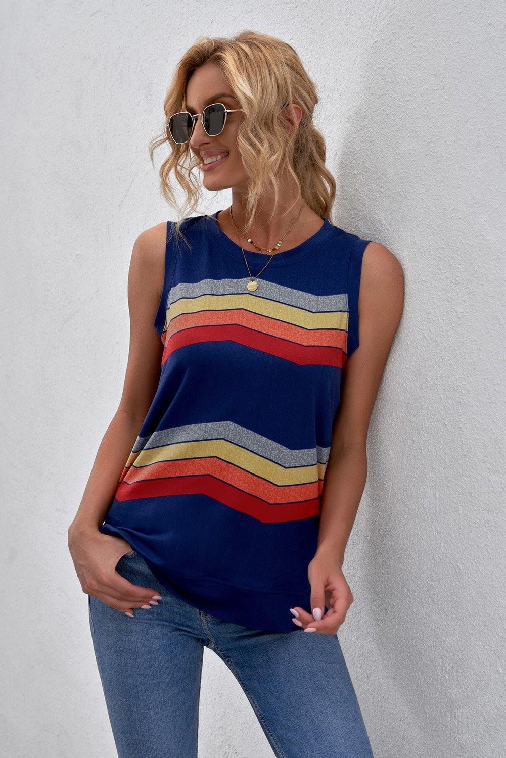 Color Block Stripes Tank Top