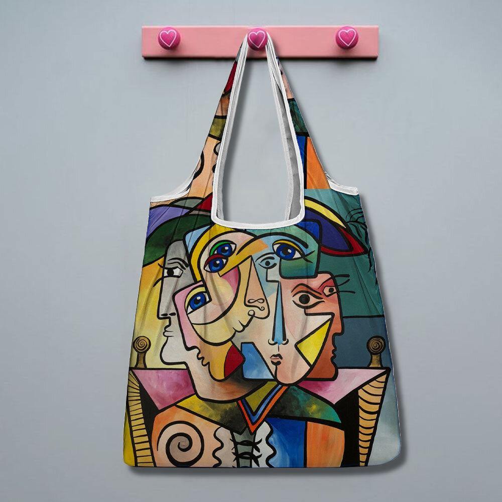 Bolso de mano con estampado de figuras abstractas para mujer, bolso de hombro, bolsos ligeros de tela para compras 