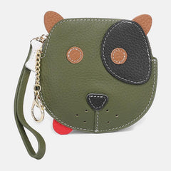 Women Genuine Leather Cowhide Cute Cartoon Dog Pattern Small Storage Bag Coin Bag