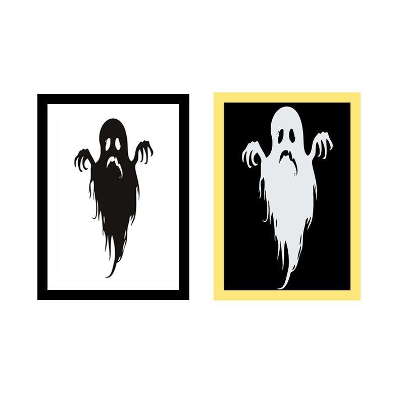 Miico Hand Painted Combination Decorative Paintings Halloween Ghost Wall Art For Home Decoration