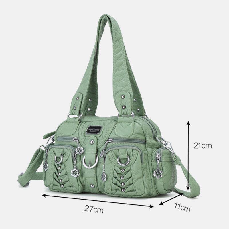 Angel Kiss Women PU Leather Multi-carry Solid Color Fashion Casual Shoulder Bag Crossbody Bag Handbag