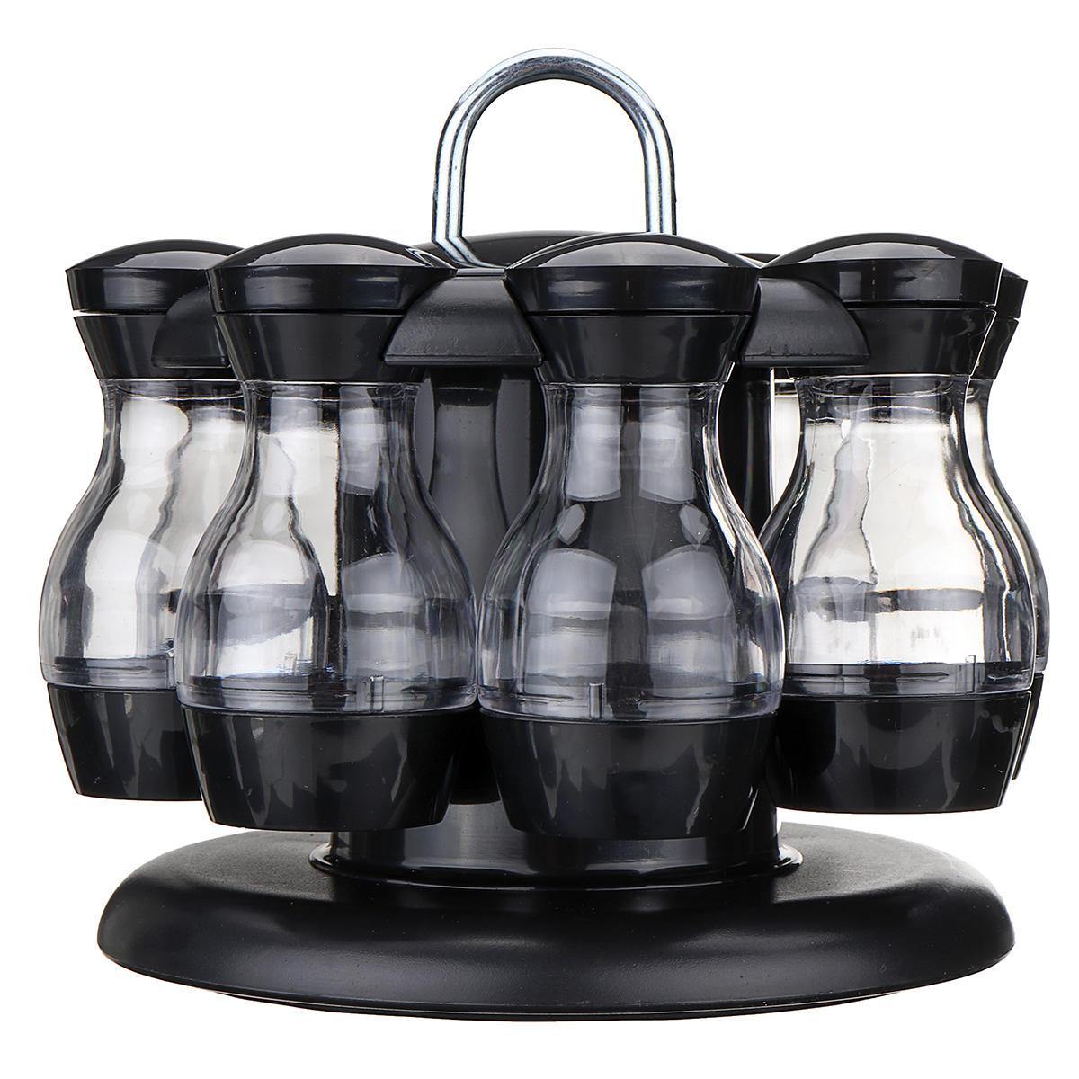 8 Jar Rotating Kitchen Spice Rack Bottle Storage Holder Condiments Container