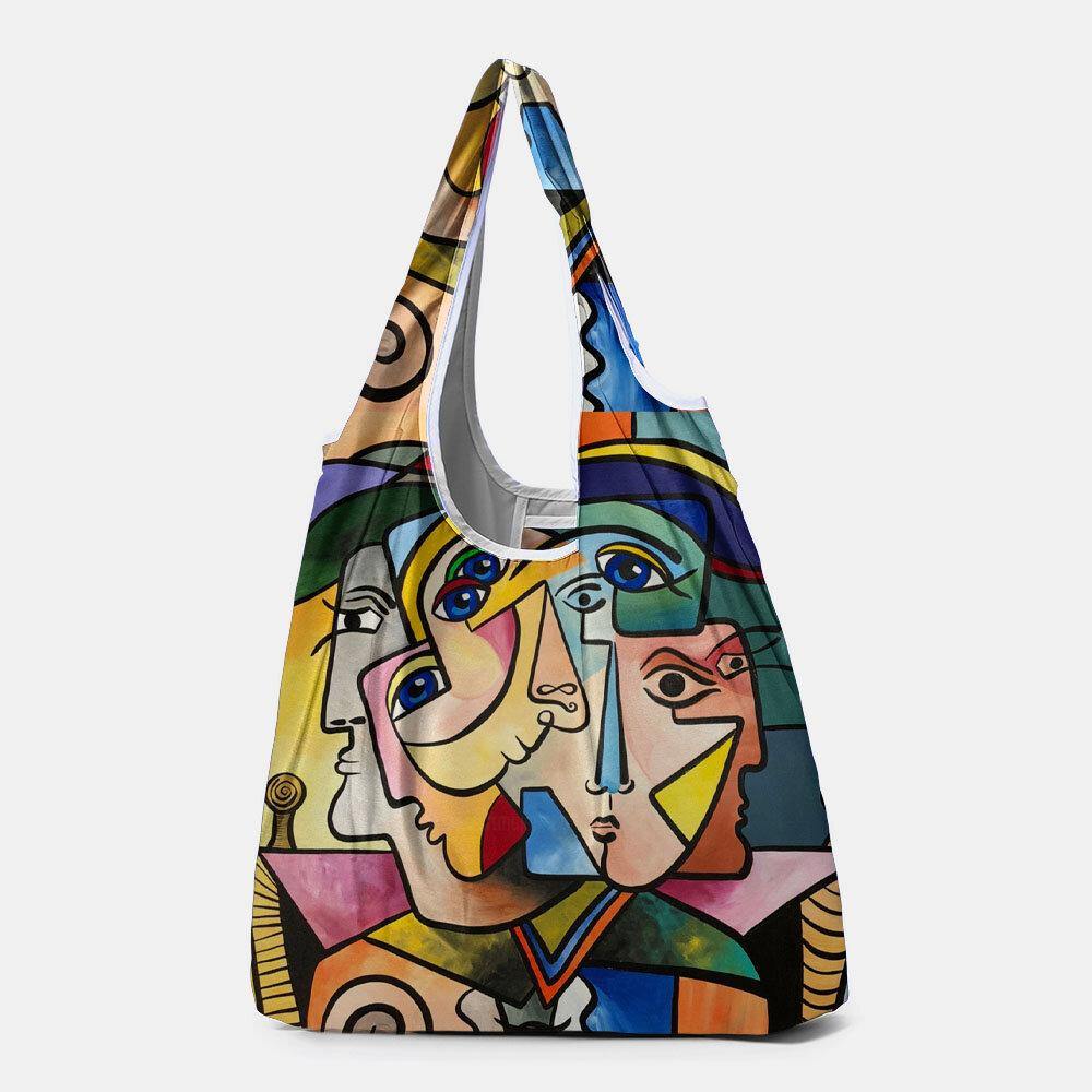 Bolso de mano con estampado de figuras abstractas para mujer, bolso de hombro, bolsos ligeros de tela para compras 