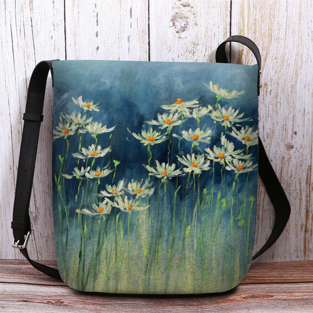 Women Felt Flowers Pattern Prints Crossbody Bag Shoulder Bag