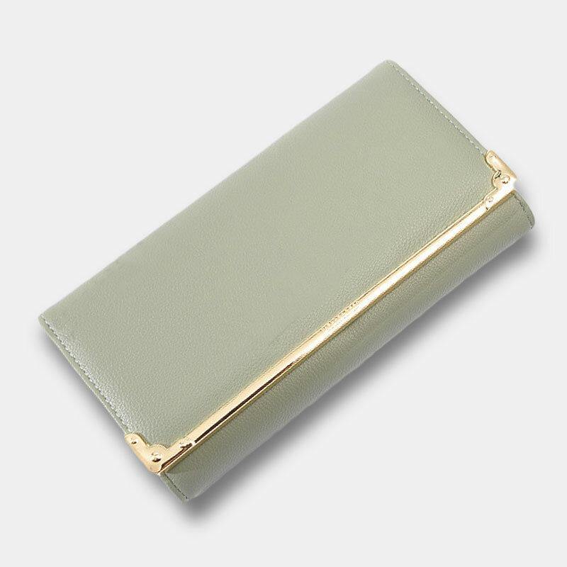 Women Metal Trim Buckle Decor Long Purse 6.5 Inch Wallet Large Capacity Multi-card Slot Card Holder Coin Purse