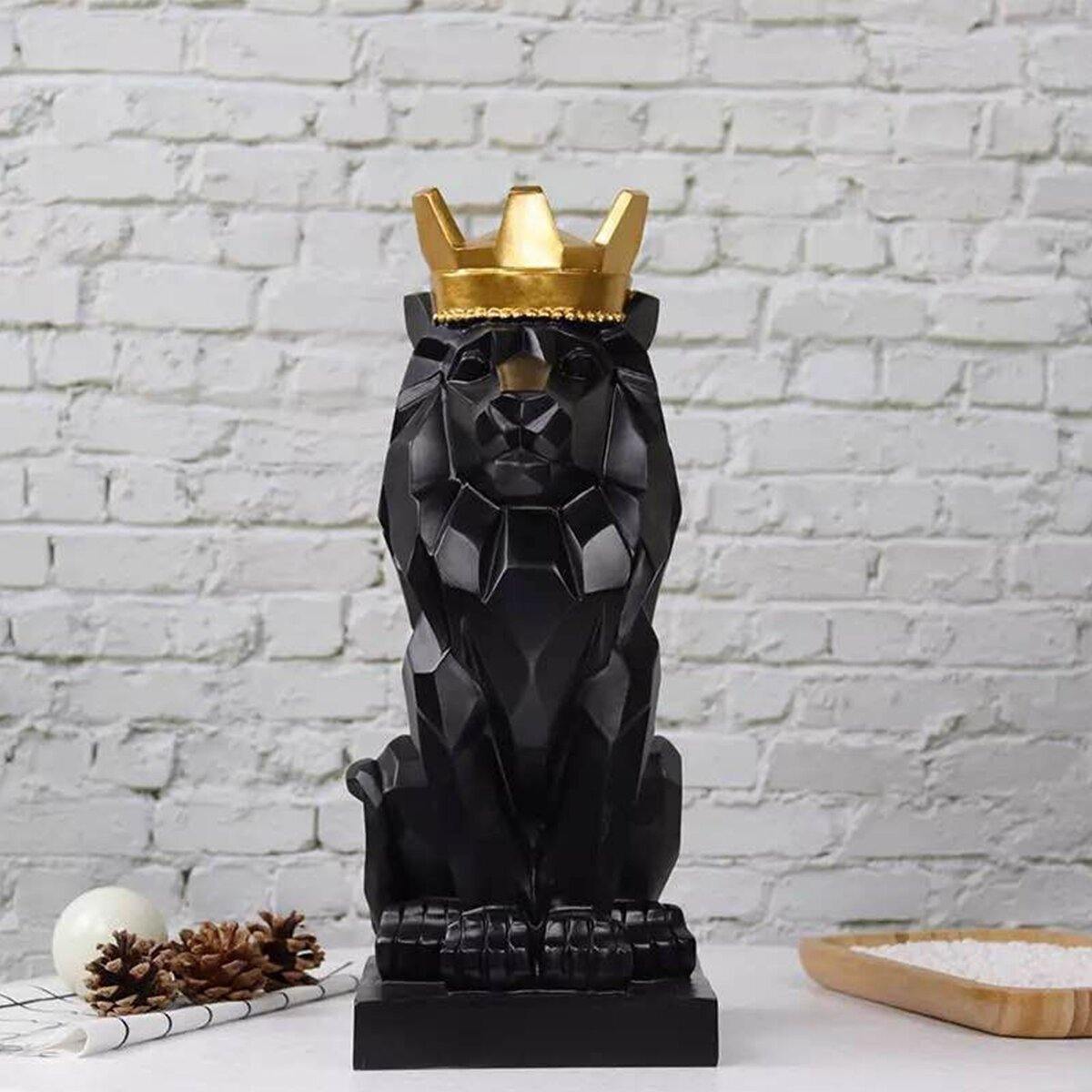 Nordic Handsome Crown Lion Harz Statue Handwerk Home Decor Skulpturen Geschenk 