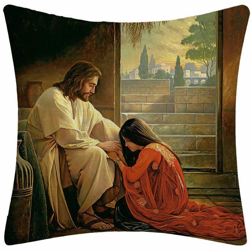 Oil Painting Pillow Case Christian Jesus Pillow Case Cushion Cover