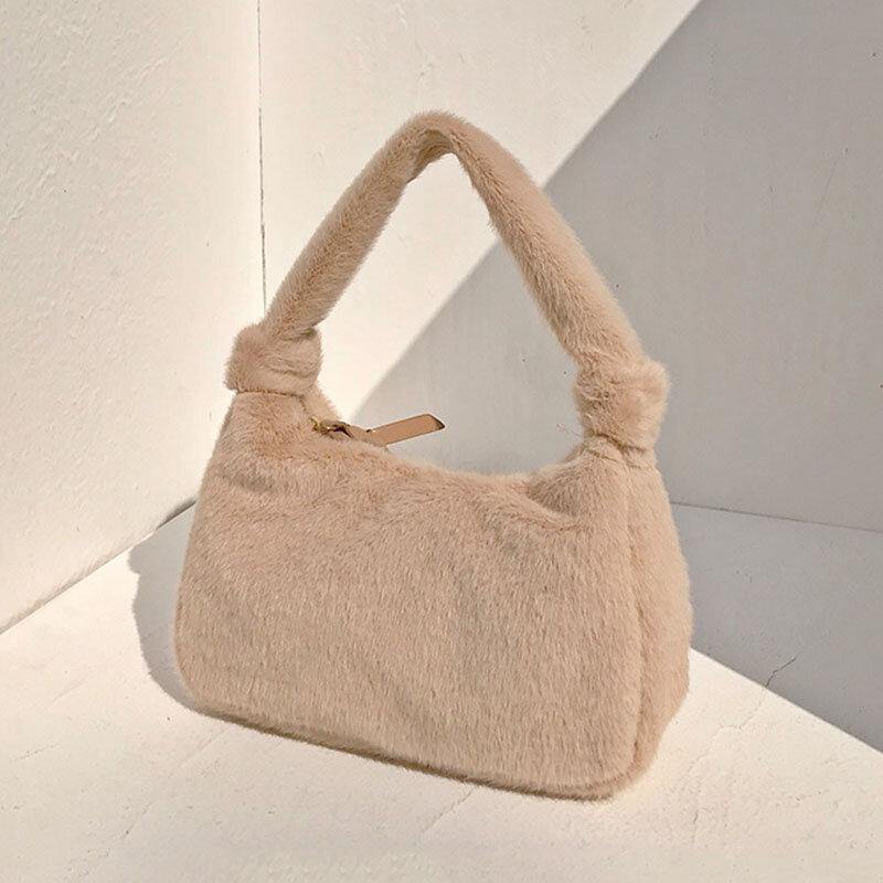 Bolso de hombro para mujer, cómodo, informal, de felpa, para axilas 