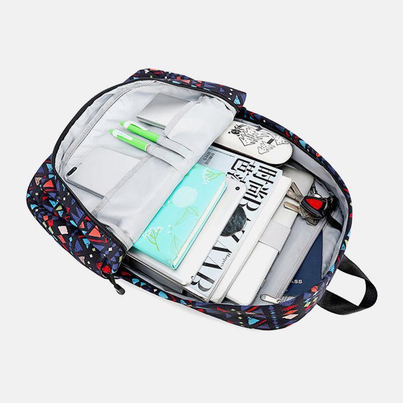 Women Waterproof Bohemian Printed National Backpack School Bag