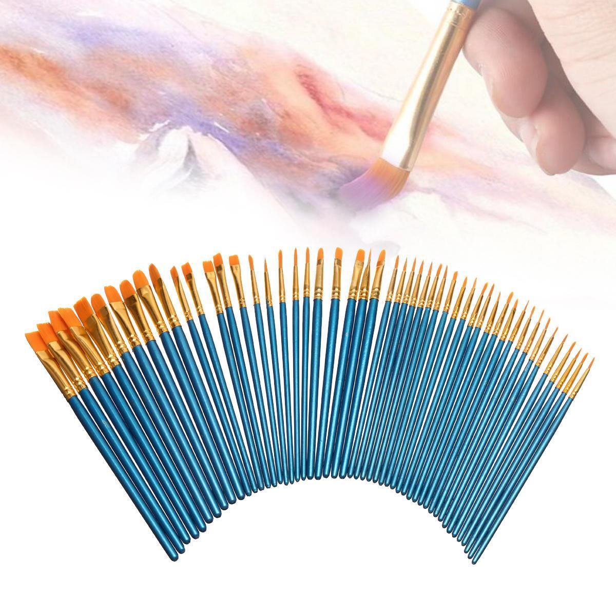 50 Teile/satz Künstler Malerei Pinsel Set Aquarell Acryl Öl Kinder Schule Kunst Handwerk Kit 