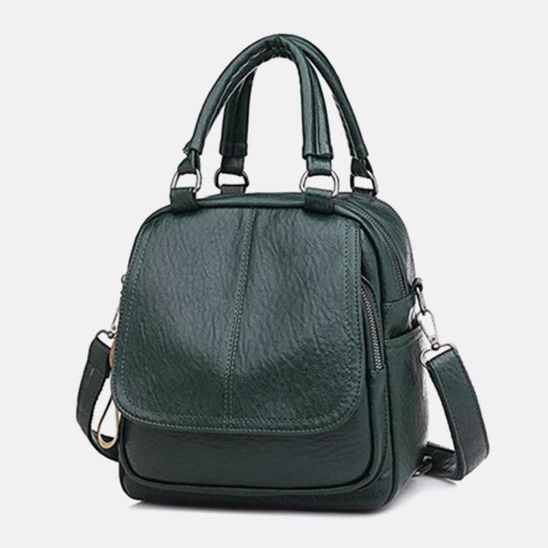 Women PU Leather Multi-Carry Vintage Waterproof Crossbody Bag Shoulder Bag Backpack