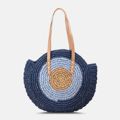 Bolso de paja con rayas simples para mujer, bolso de mano, bolso de playa Retro 