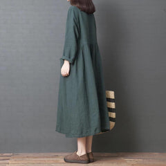 Autumn 2020 New Loose Linen Long Sleeve Dress