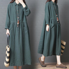 Autumn 2020 New Loose Linen Long Sleeve Dress