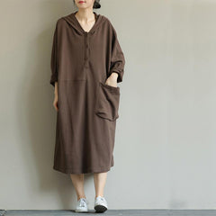 Autumn Large Pocket Loose Hoodie Dress