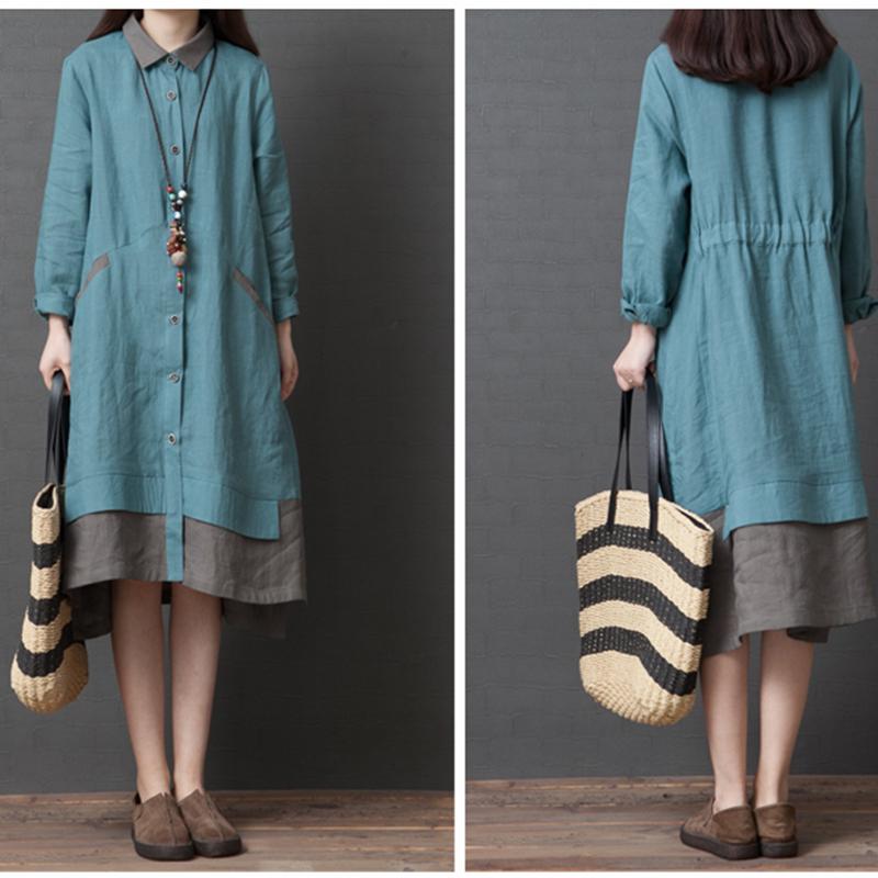 Autumn ReductionLoose Linen Long Sleeve Dress