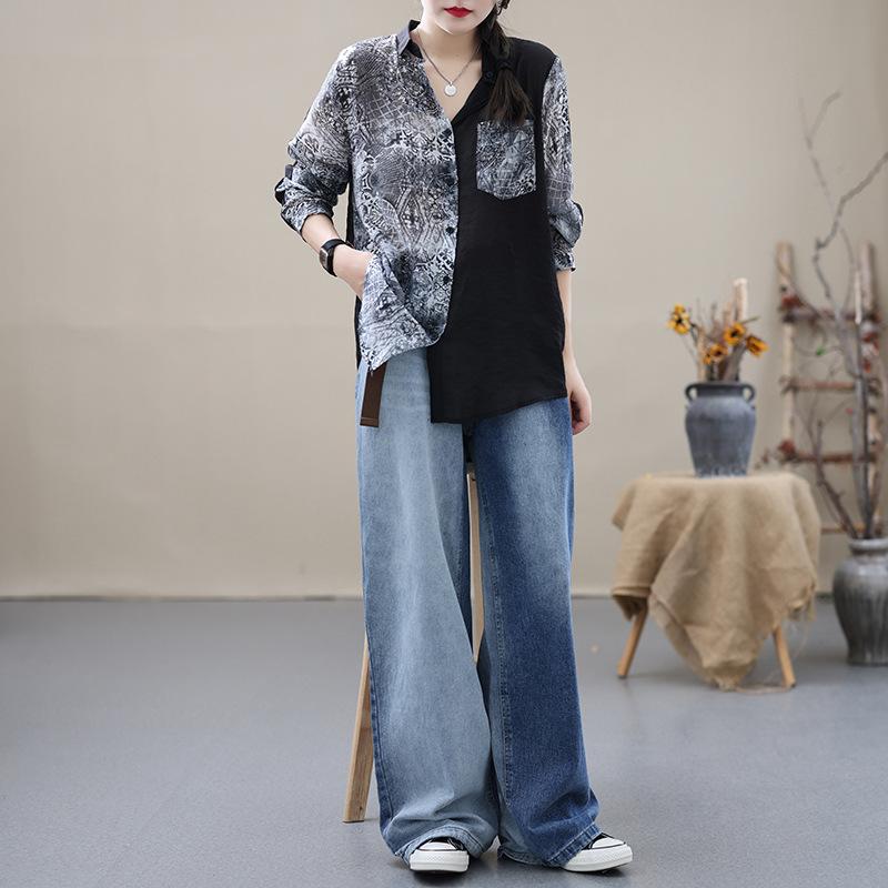 Autumn Loose Casual Inelastic Cotton Denim Pants