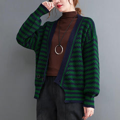 Autumn Loose V-Neck Open Stitch Knitted Coat