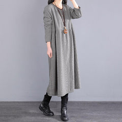 Autumn Plush Plaid Cotton Dress For Winter