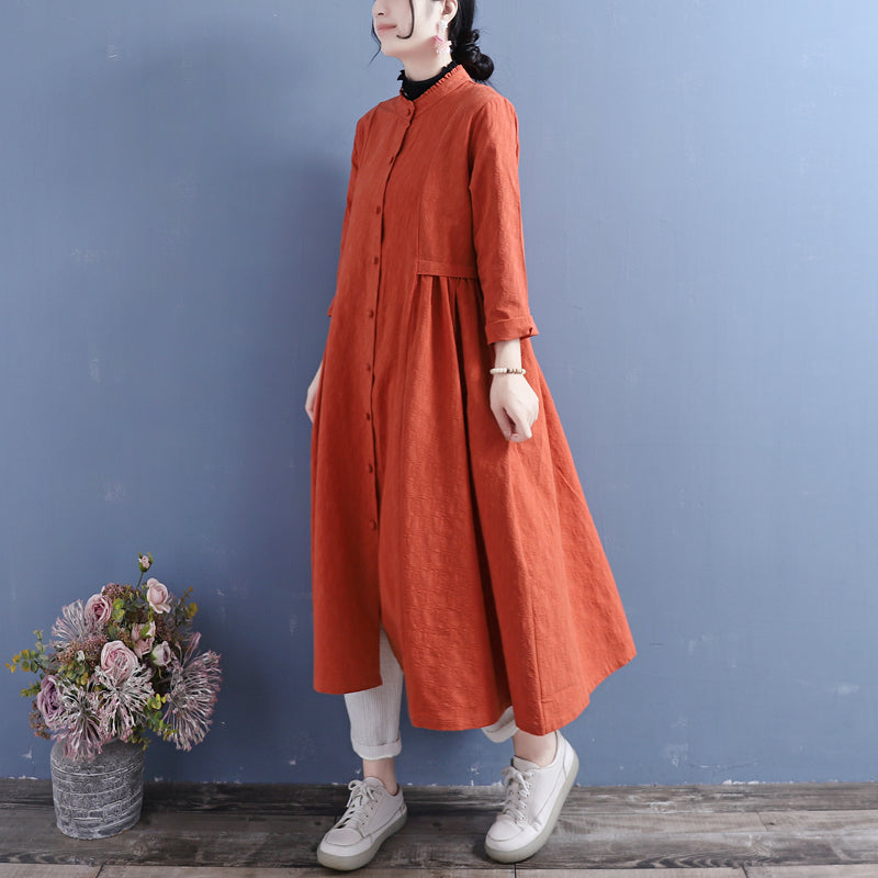 Autumn Retro Cotton Linen Loose Dress