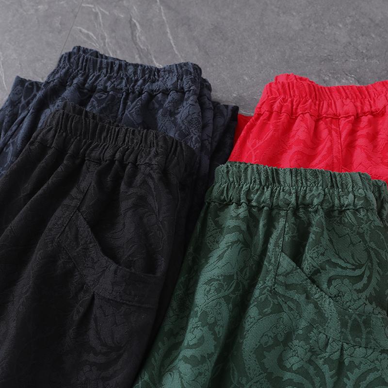 Autumn Retro Floral Casual Cotton Linen Pants