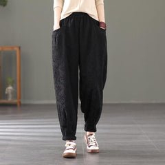 Autumn Retro Floral Casual Cotton Linen Pants