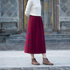 Autumn Retro Patchwork Cotton Quilted Skirt