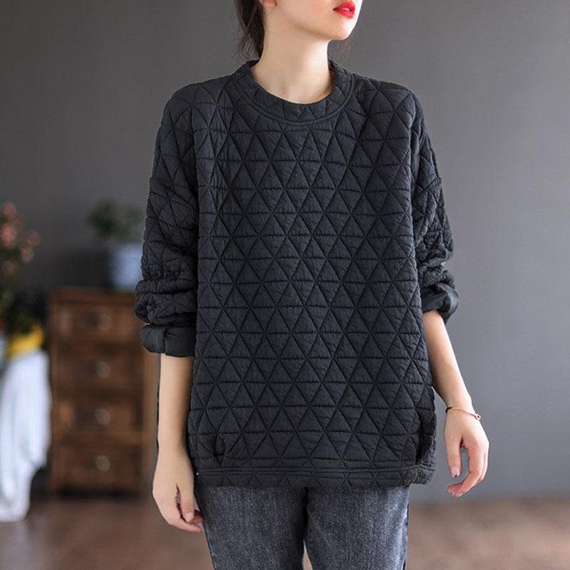 Autumn Retro Triangle Plaid Loose Cotton Sweater