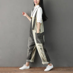 Autumn Ripped Patchwork Loose Casual Cotton Denim Jumpsuit