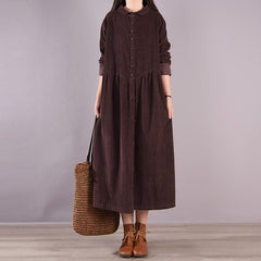 Autumn Solid Retro Corduroy Loose Dress