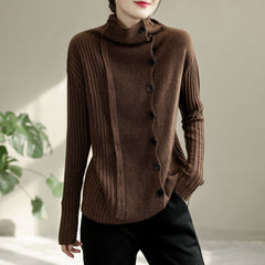 Autumn Winter Casual Fashion Irregular Knited Cardigan