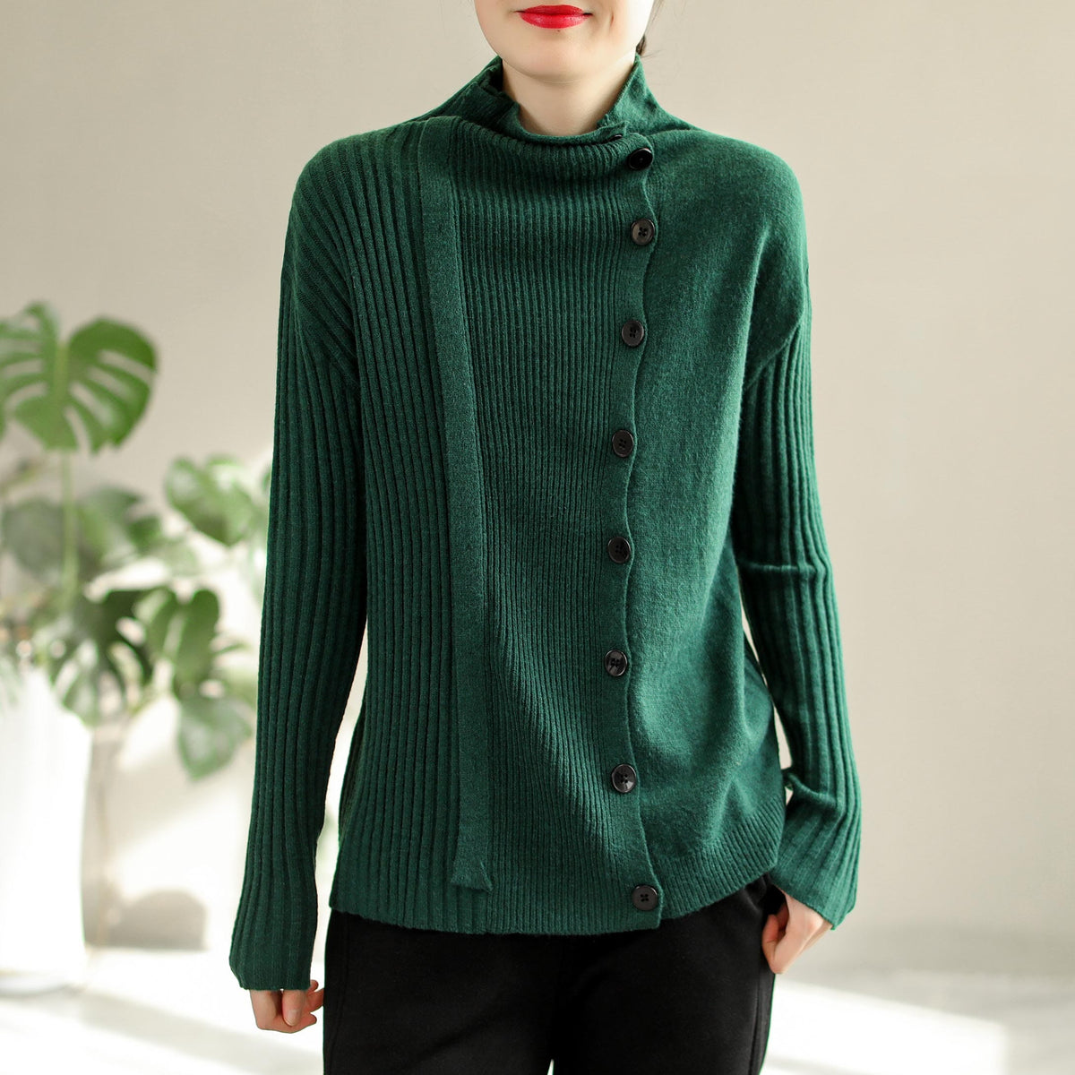 Autumn Winter Casual Fashion Irregular Knited Cardigan