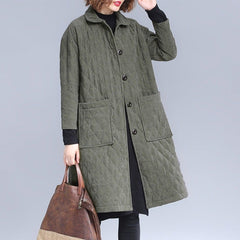 Autumn Winter Fashion Retro Solid Corduroy Quilted Coat