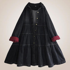 Autumn Winter Loose A-Line Buttons Denim Dress