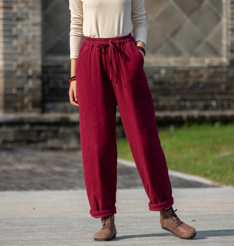 Autumn  Winter Retro Casual Cotton Quilted Pants