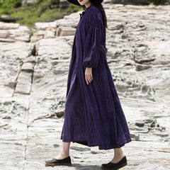 Autumn Winter Retro Thick Cotton Corduroy Dress