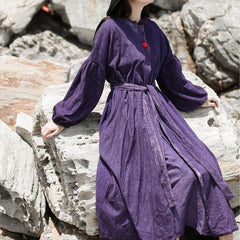 Autumn Winter Retro Thick Cotton Corduroy Dress