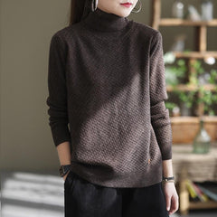 Autumn Winter Women Retro Casual Turtleneck Sweater