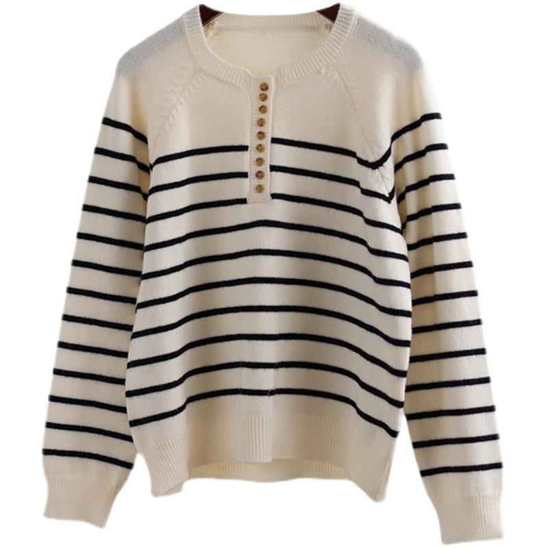 Autumn Winter Women Striped Loose Casual Knitted Sweater