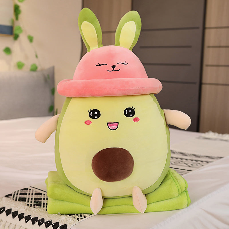 Green Avocado Plush Toy with Blanket