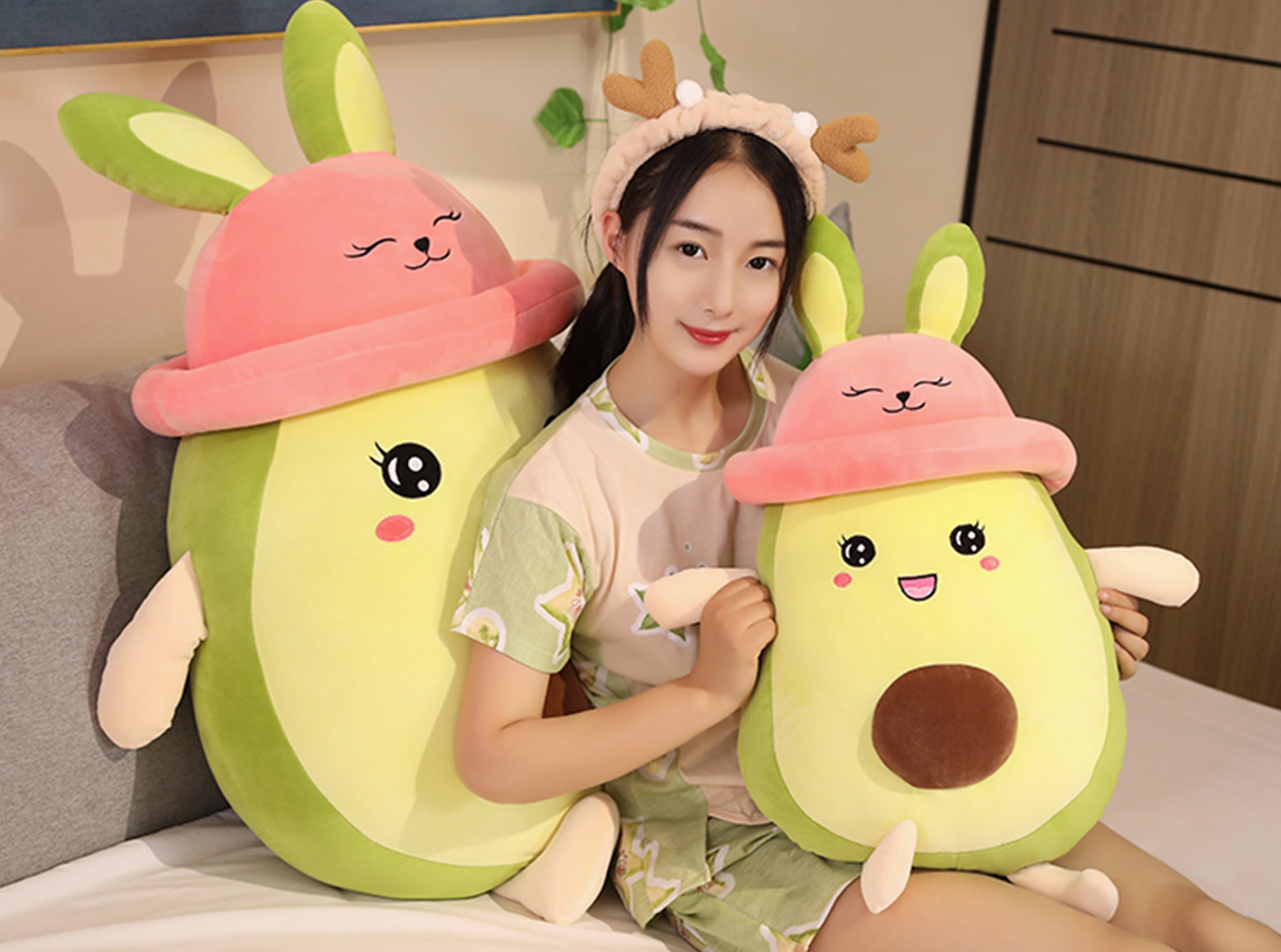 Green Avocado Plush Toy with Blanket