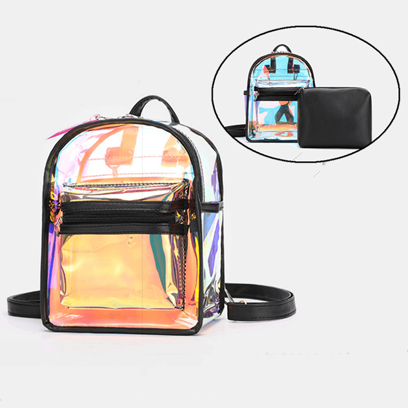 2-teilige transparente Gelee-Multi-Carry-Mini-Rucksack-Umhängetasche für Damen 