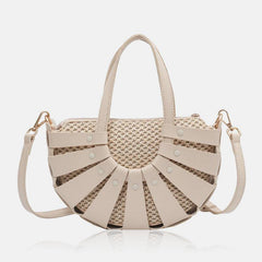 Bolso de mano sencillo hueco de gran capacidad con remaches de cuero PU para mujer, bolso de hombro, bolso cruzado, bolso de paja 