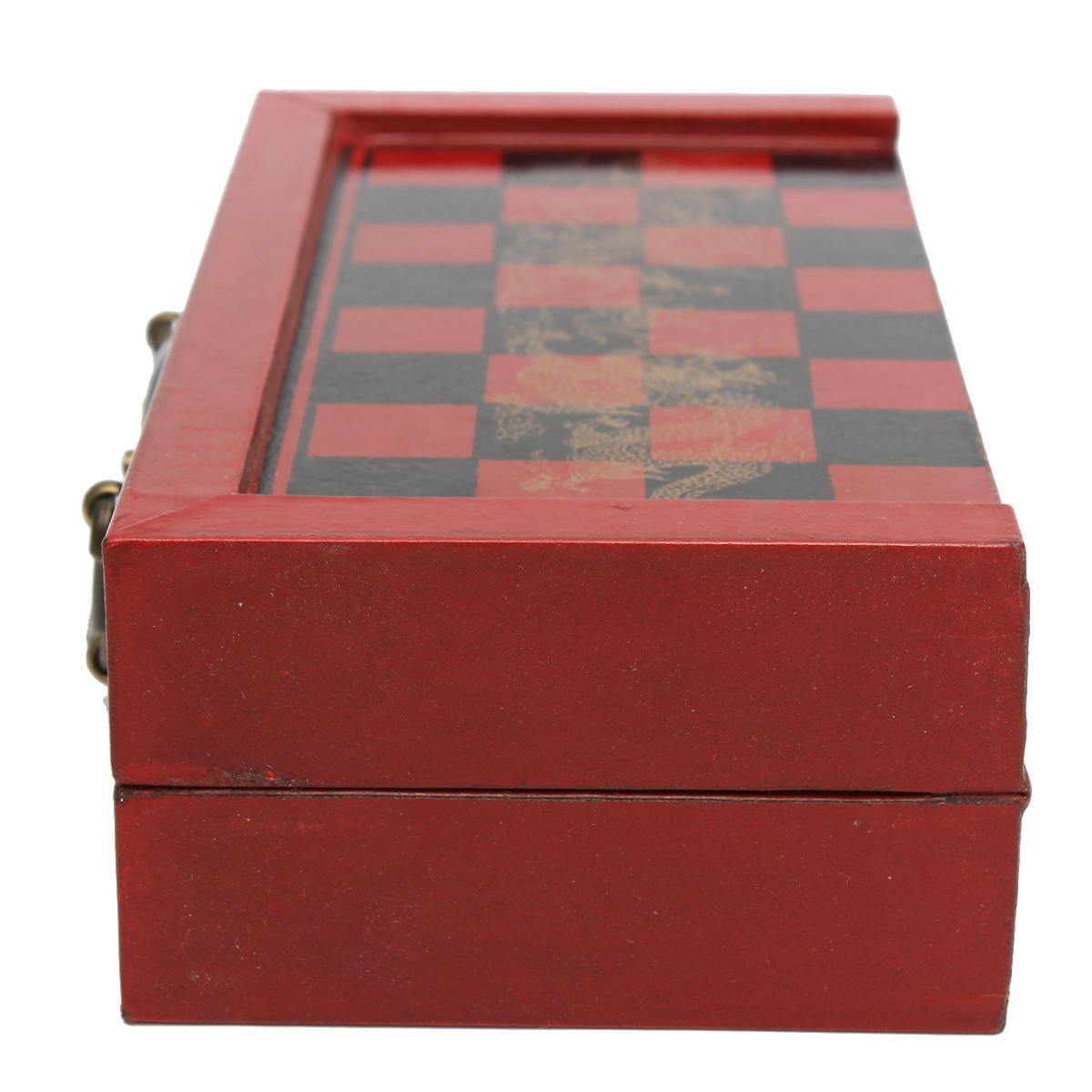 32 Pcs Terra Cotta Warriors Figure Chess Set with Chinese Wood Leather Box Board Games