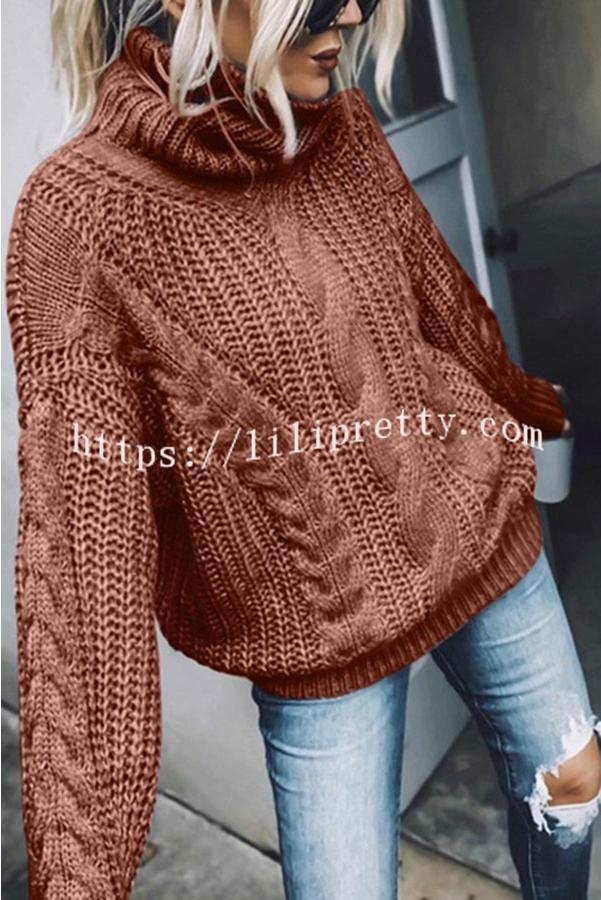 Lilipretty Eiffel Tower Cable Knit Relaxed Sweater